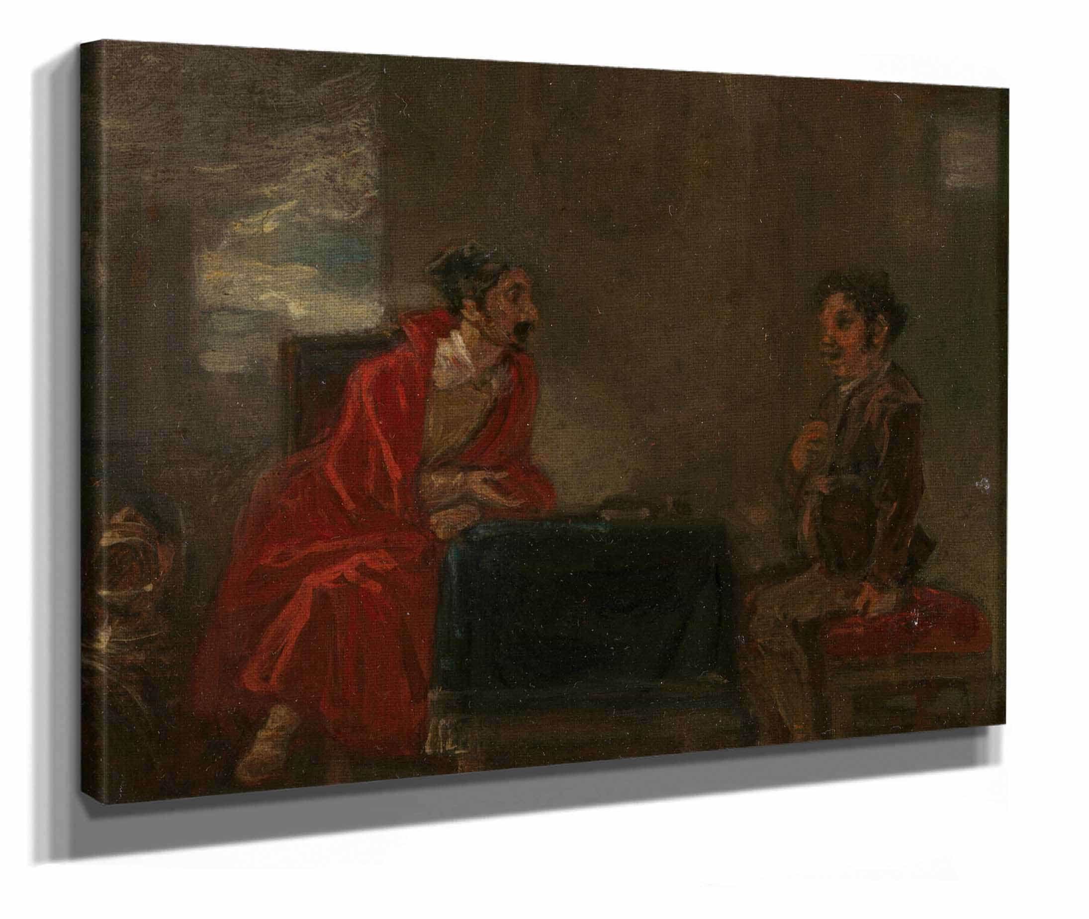 Illustration For Don Quixote Two Figures At A Table by Robert Smirke