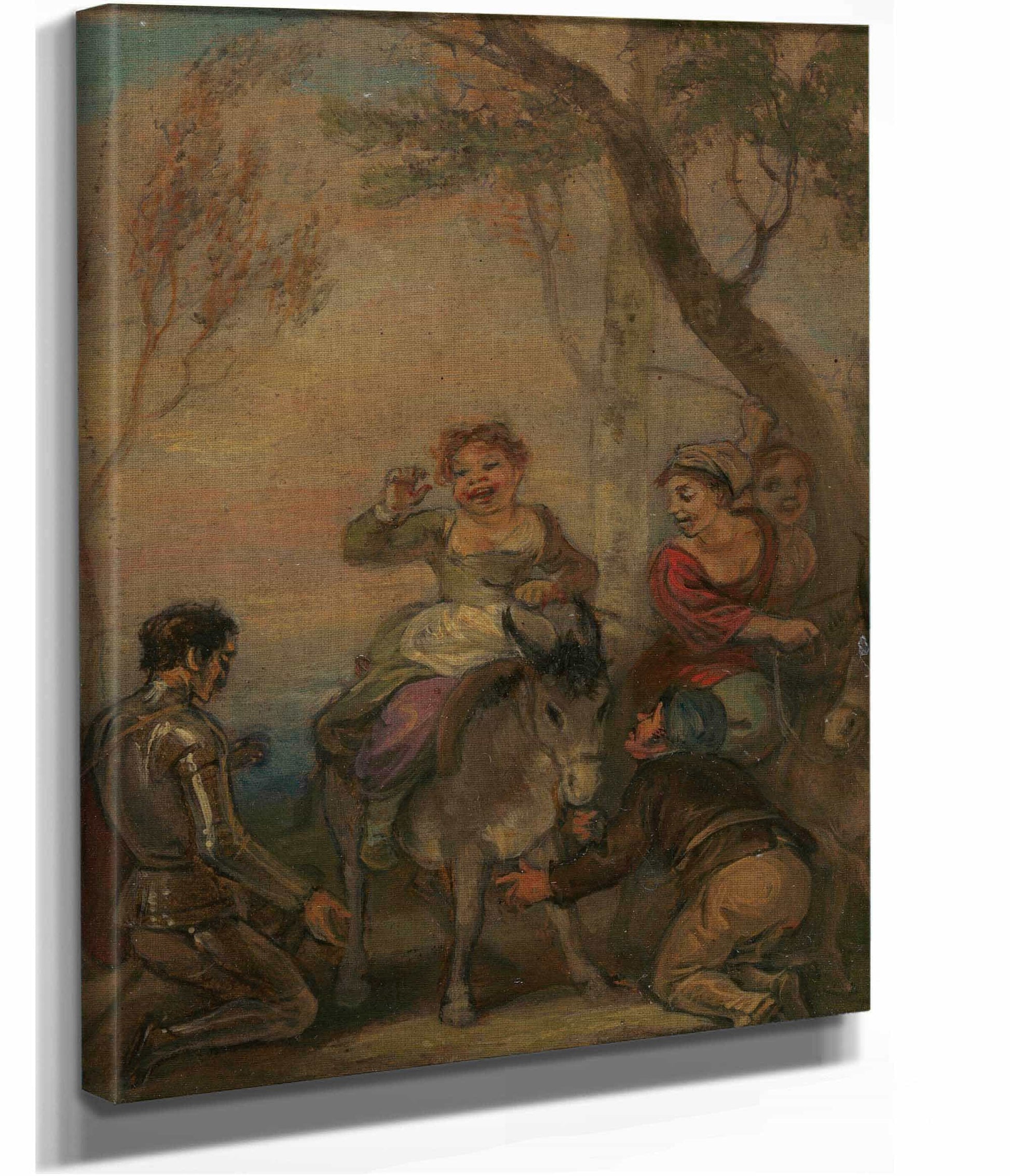Illustration For Don Quixote With Figures On A Donkey by Robert Smirke