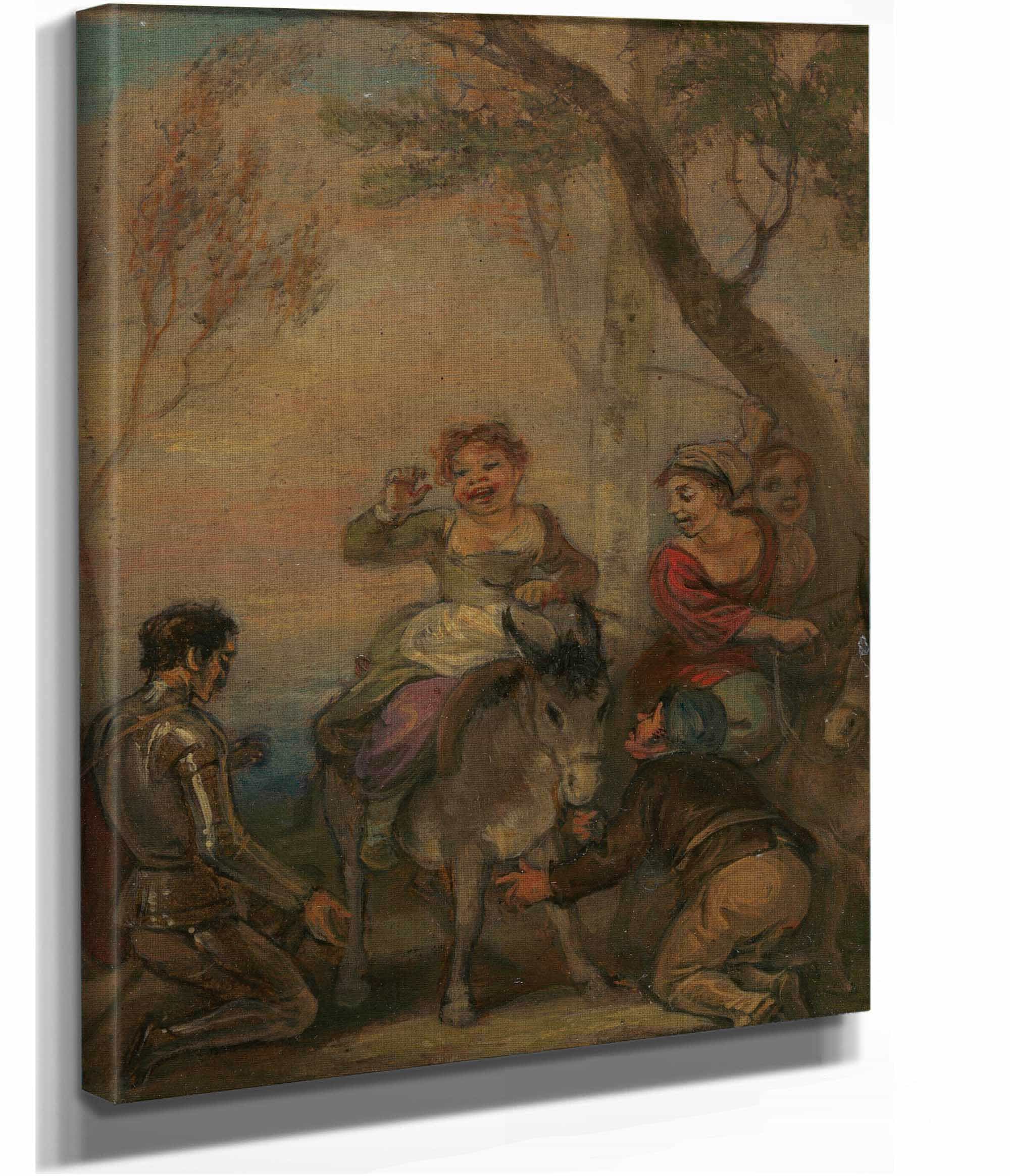 Illustration For Don Quixote With Figures On A Donkey by Robert Smirke