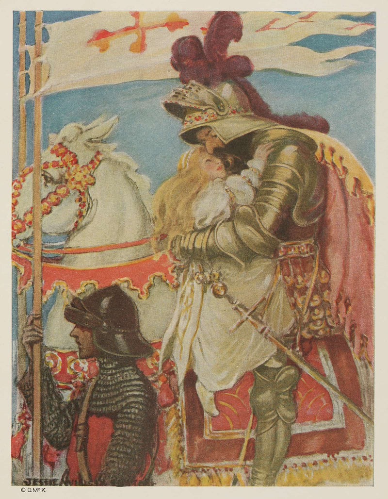 In An Instant She Was On The Saddle And Clasped In His Great Strong Arms by Jessie Willcox Smith