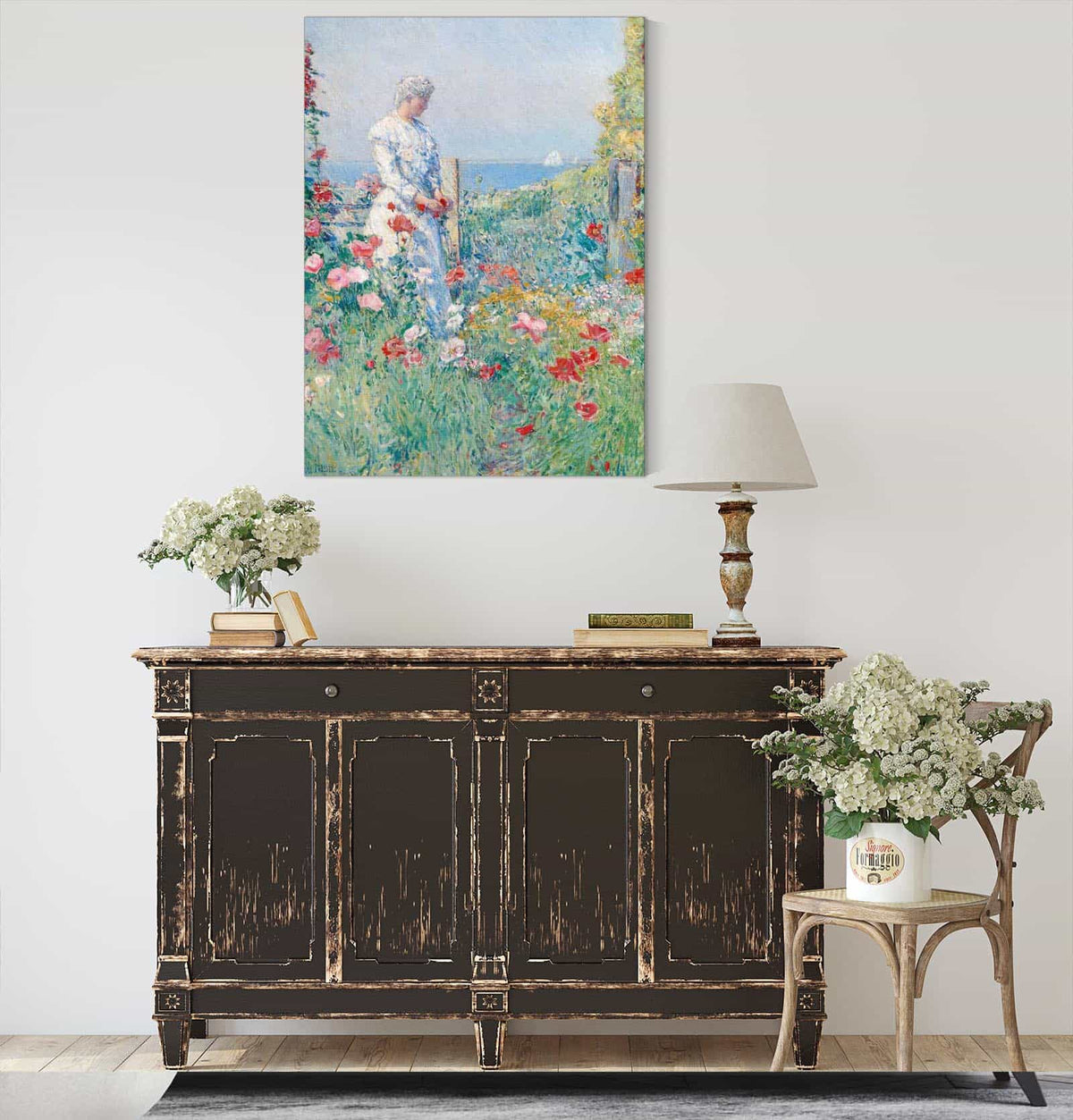 In The Garden Celia Thaxter In Her Garden by Childe Hassam