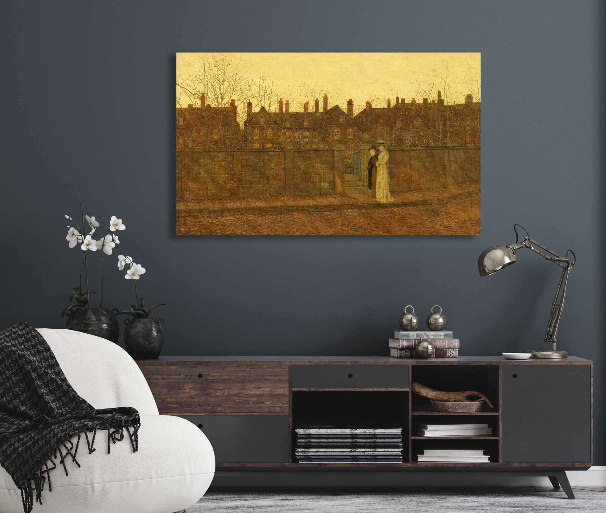 In The Golden Gloaming by John Atkinson Grimshaw
