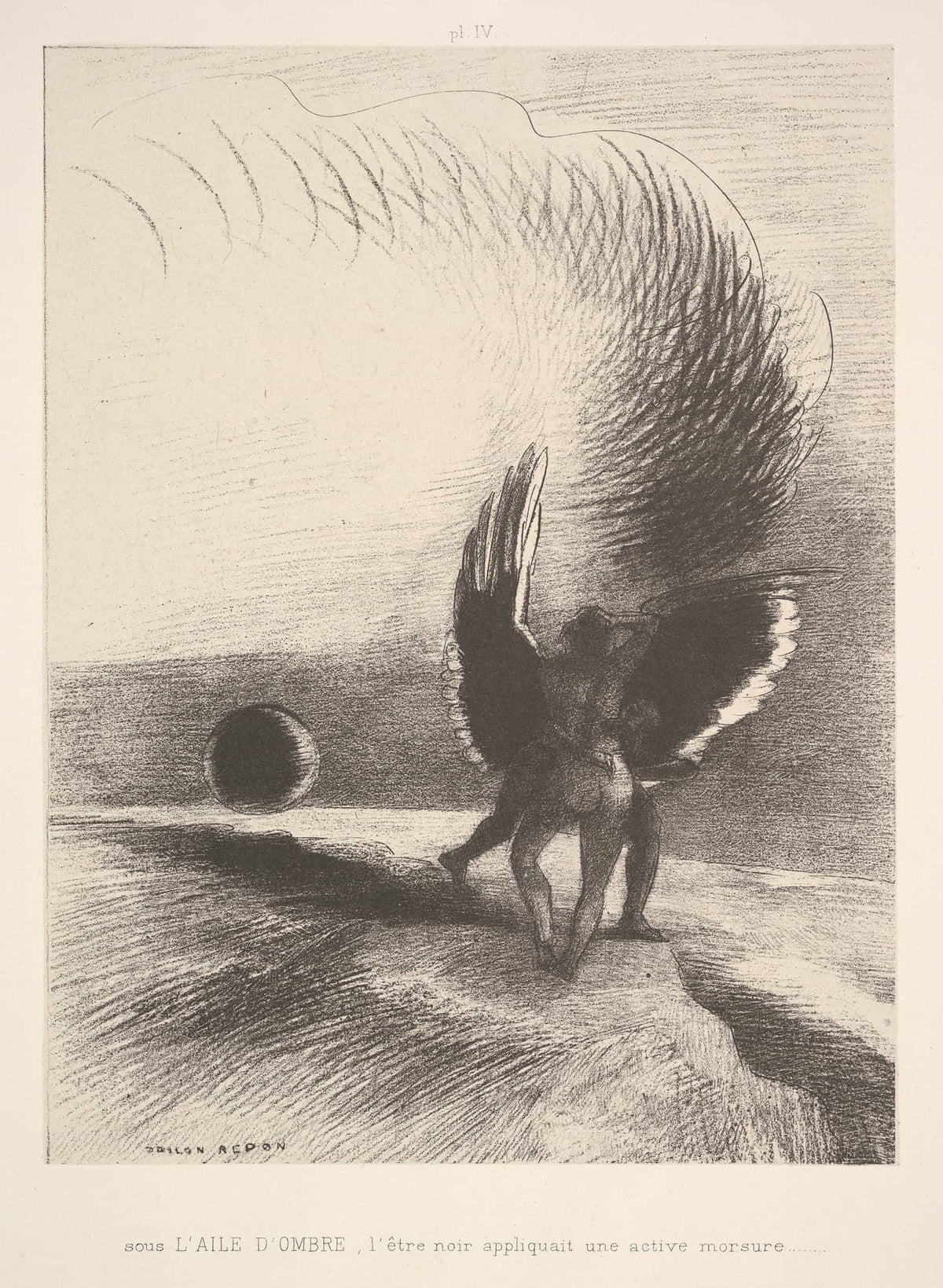 In The Shadow Of The Wing The Black Creature Bit by Odilon Redon