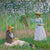 In The Woods At Giverny Blanche Hoschede At Her Easel With Suzanne Hoschede Reading By Claude Monet