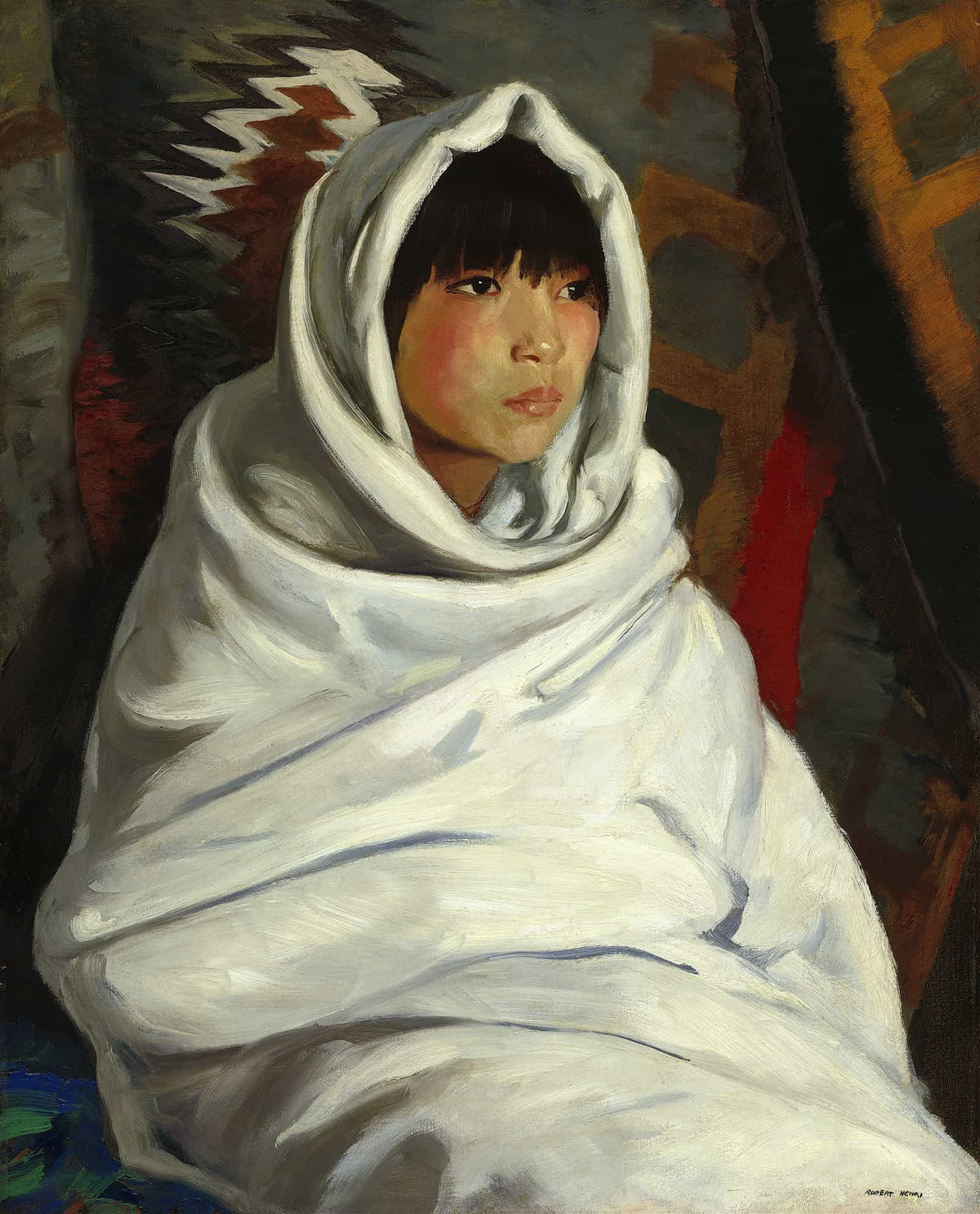 Indian Girl In White Blanket by Robert Henri