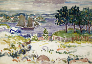 Inlet With Sailboat Maine by Maurice Prendergast