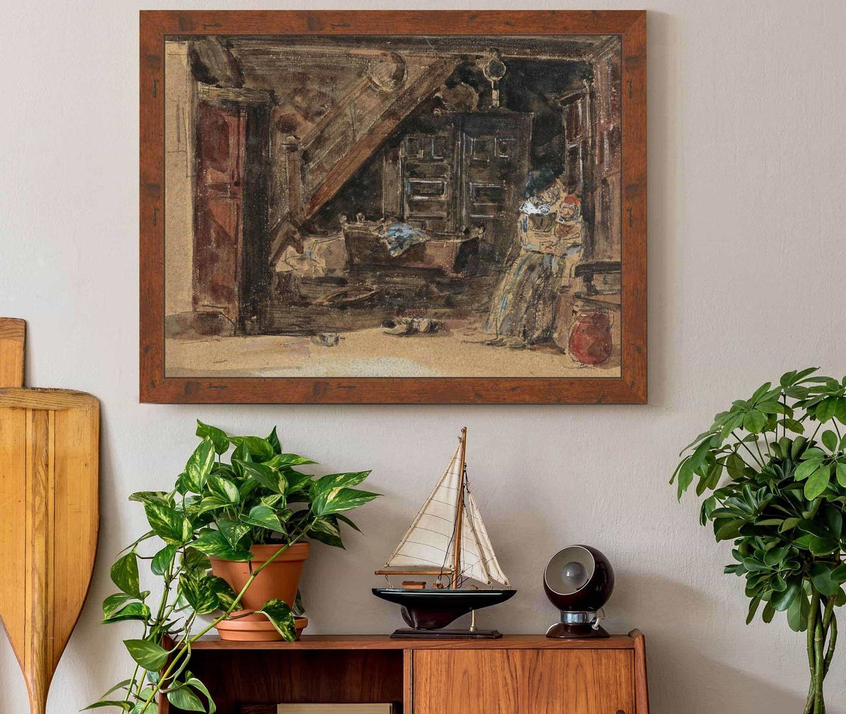 Interieur Breton Aquarelle by Eugene Boudin