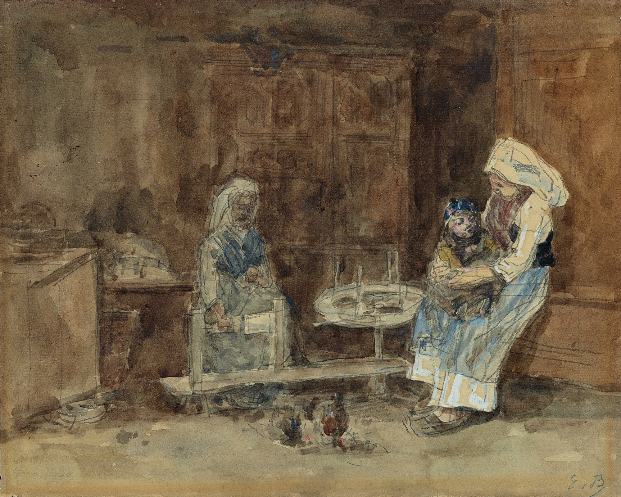 Interieur Breton Maternite by Eugene Boudin
