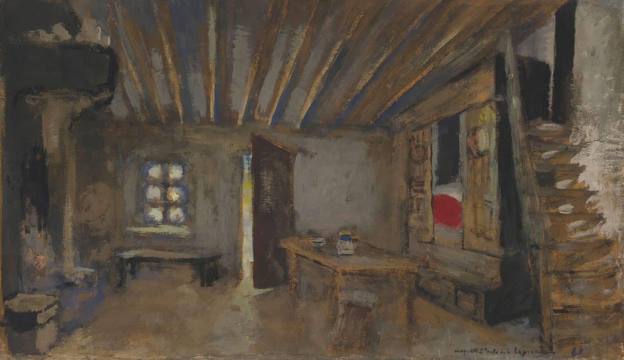 Interieur Dauberge Maquette De Decor Pour La Lepreuse by Edouard Vuillard