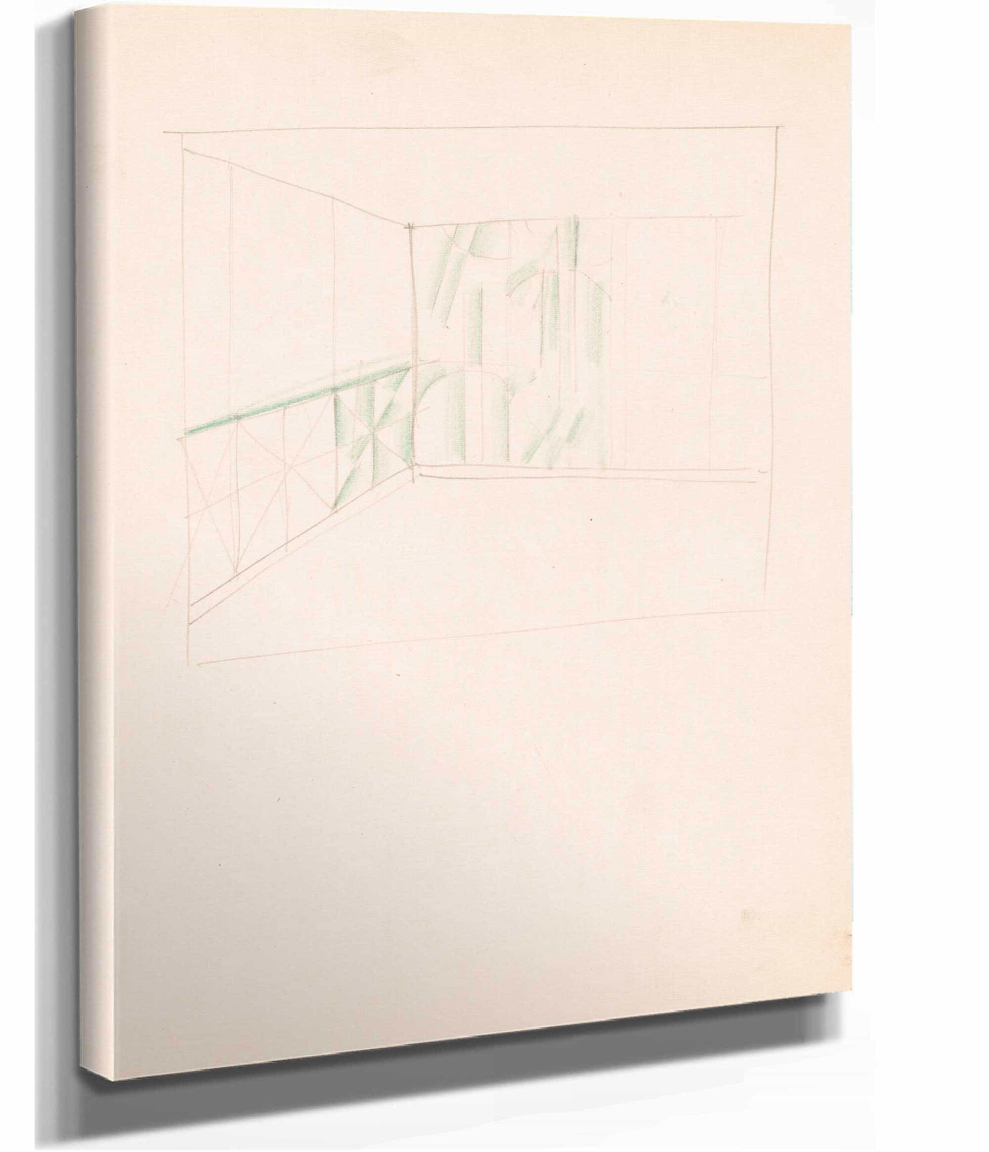 Interior Design Drawings For Unidentified Rooms Sketch With Green Panels by Winold Reiss