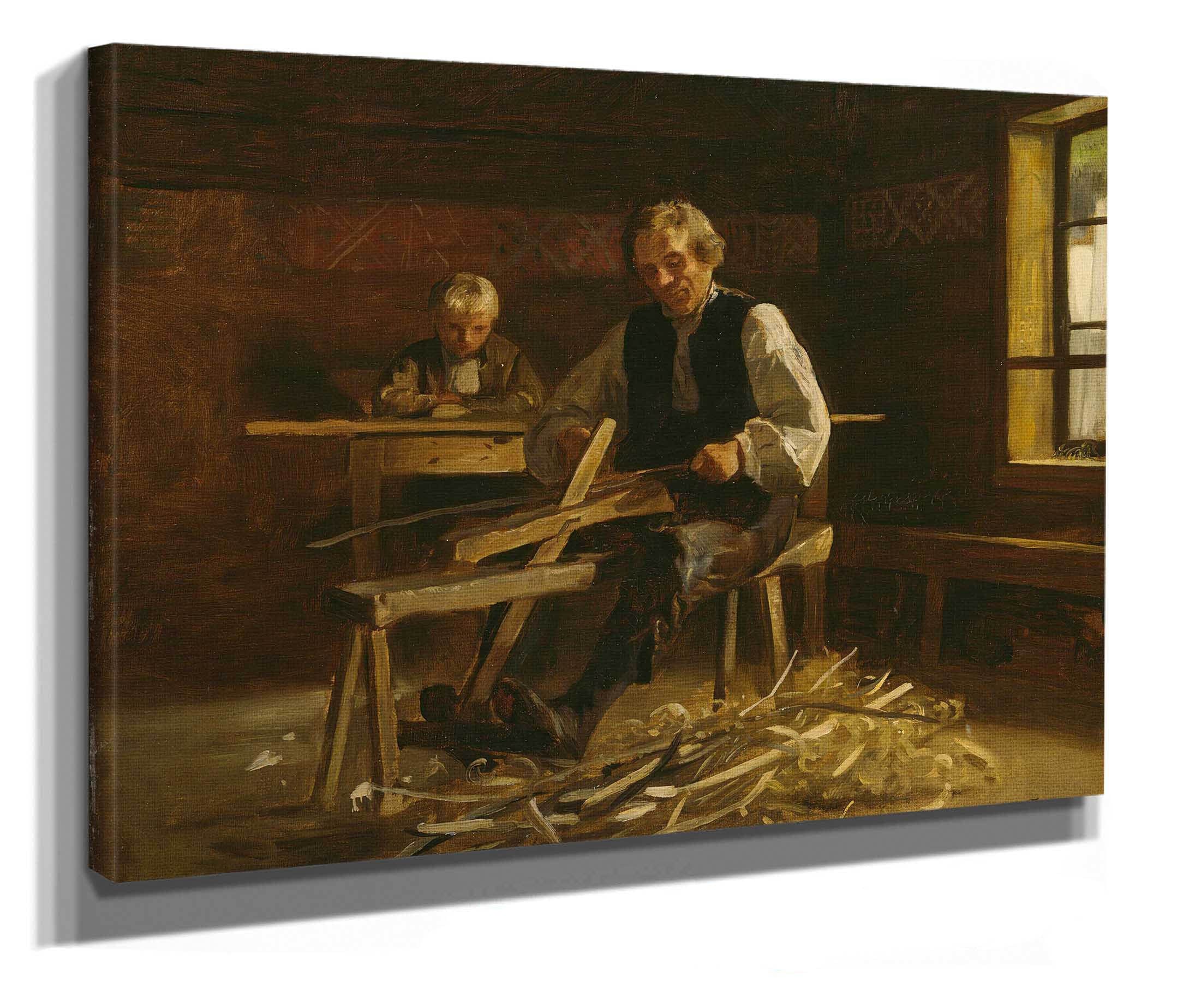 Interior From Vikoy With Farmer Making Barrel Hoops by Adolph Tidemand