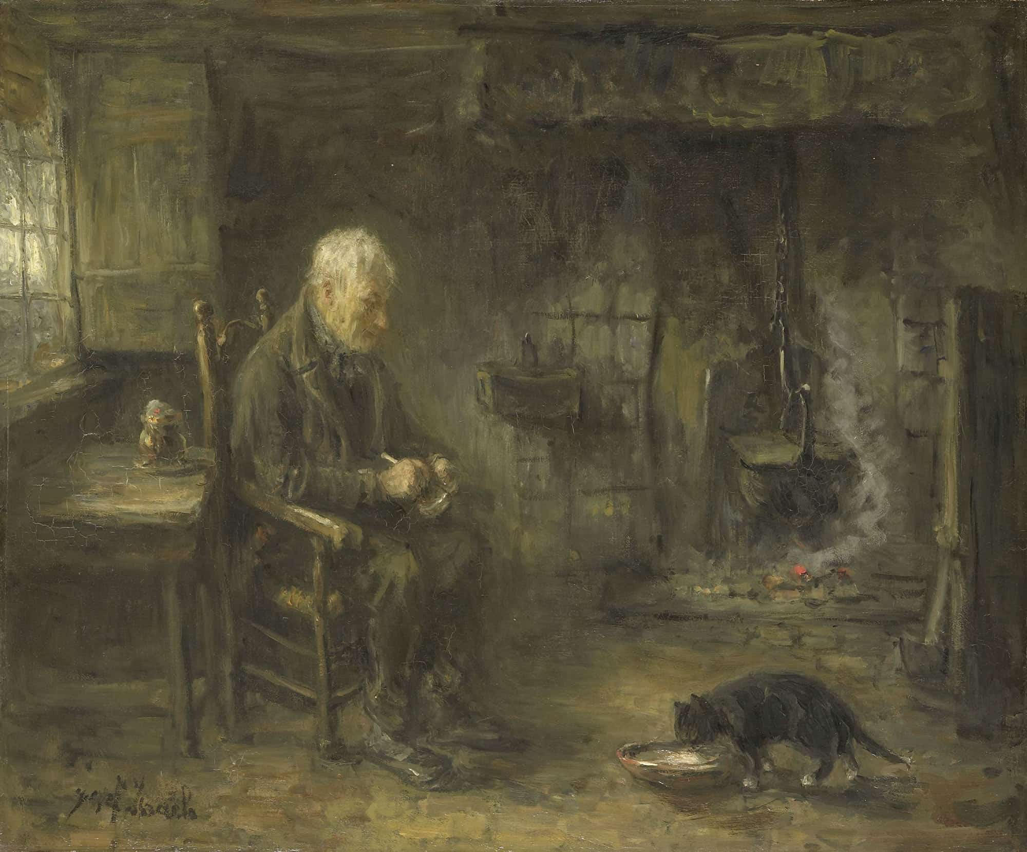 Interior Of A Peasant Hut by Jozef Israels