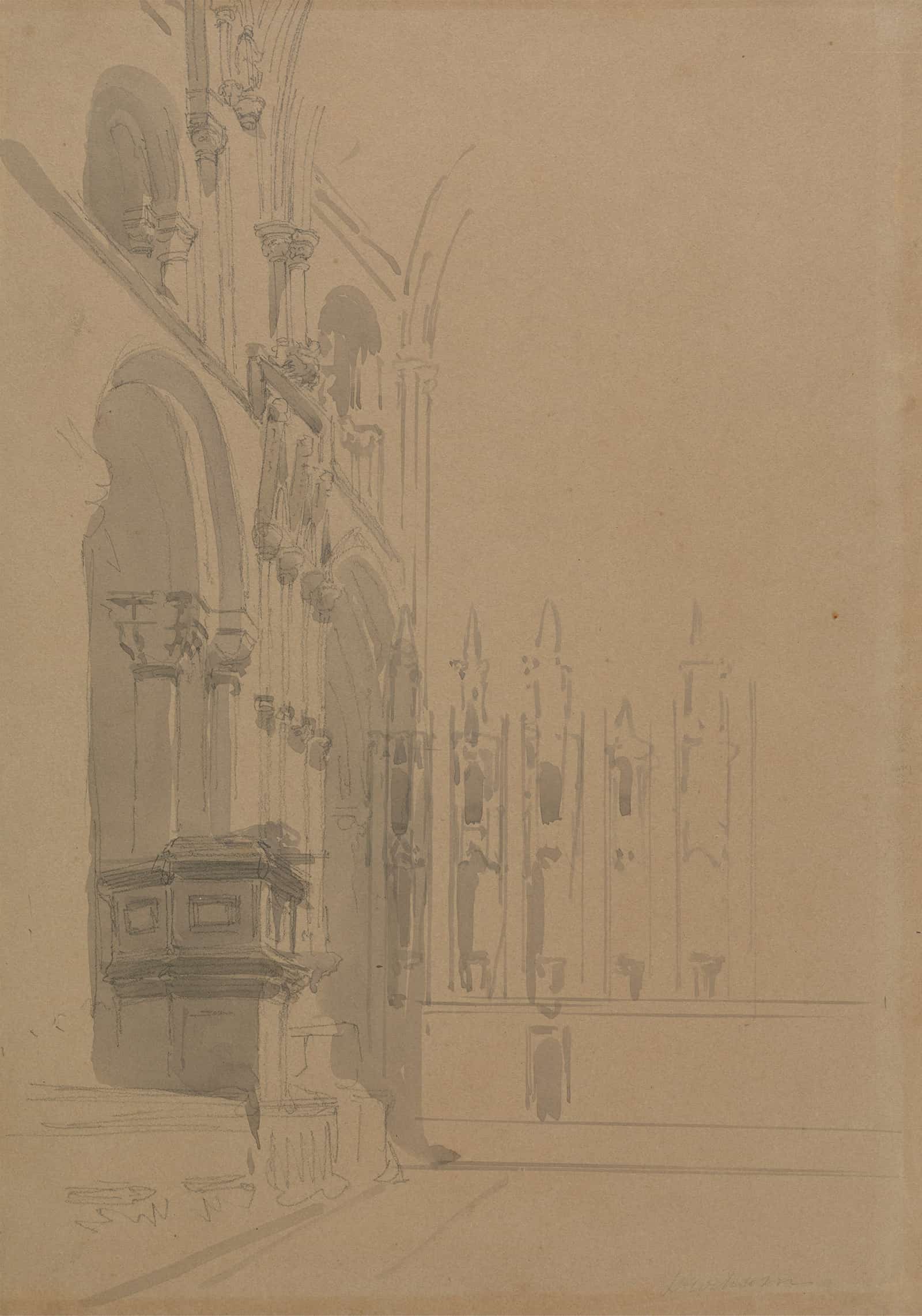 Interior Of Durham Cathedral by David Roberts