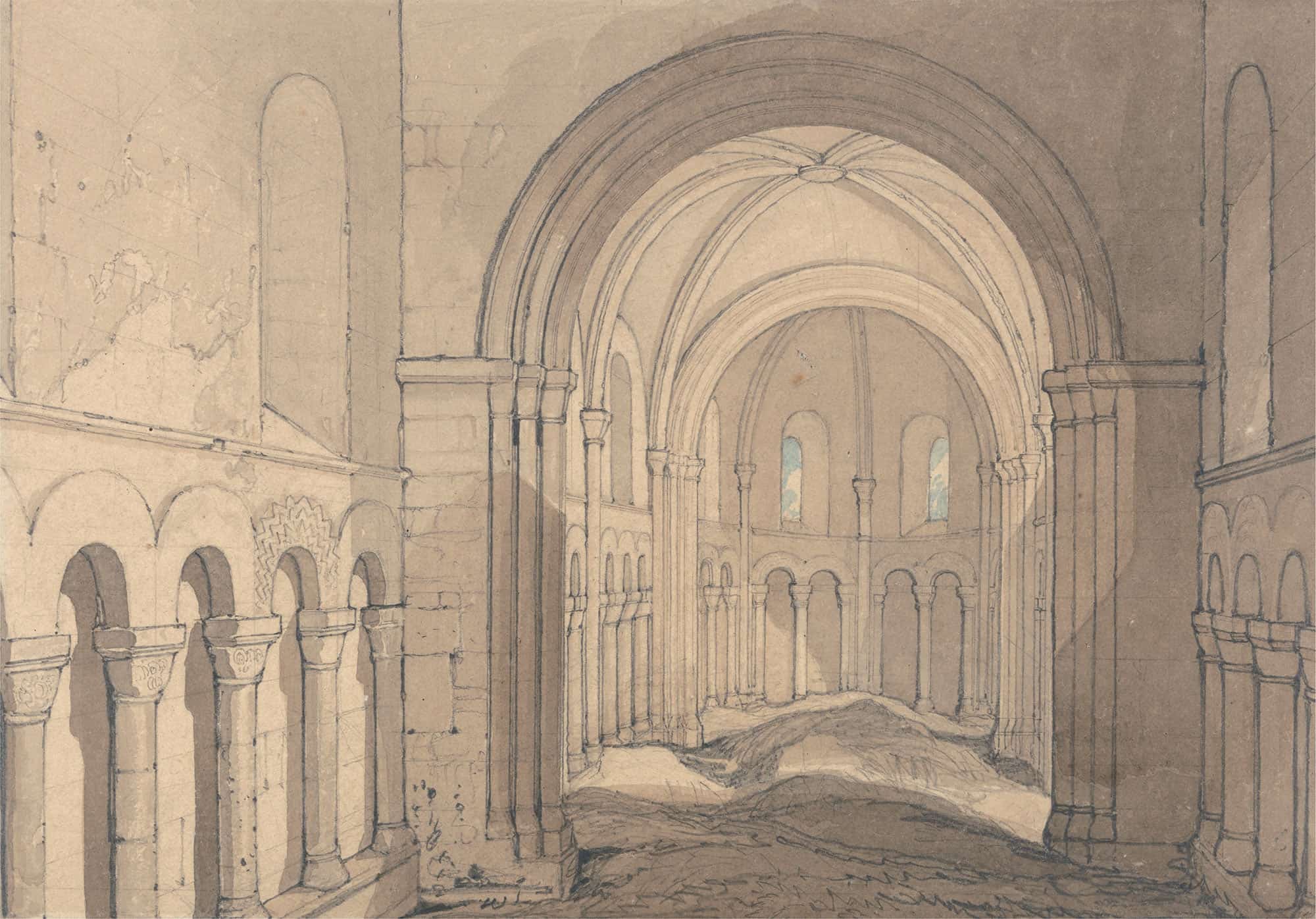 Interior Of The Chapel Of Saint Julien Near Rouen Normandy by John Sell Cotman