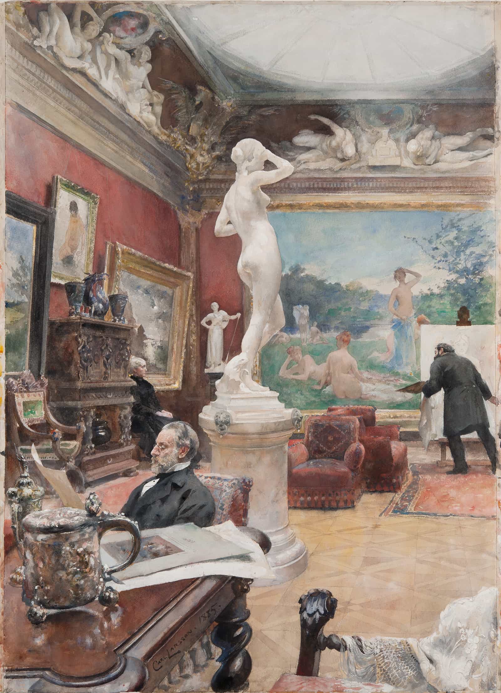 Interior Of The Furstenberg Gallery by Carl Larsson