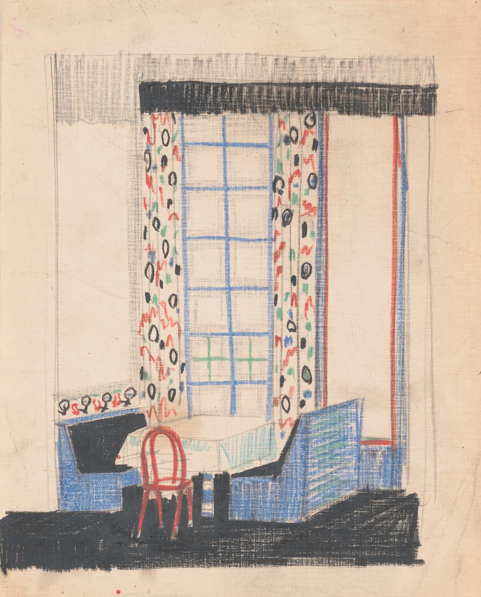 Interior Perspective Studies For A Restaurant  by Winold Reiss