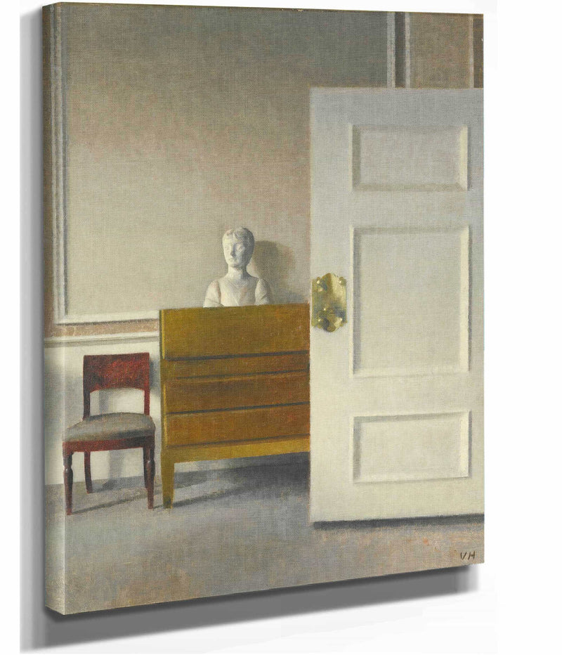 Interior With A Bust by Vilhelm Hammershoi