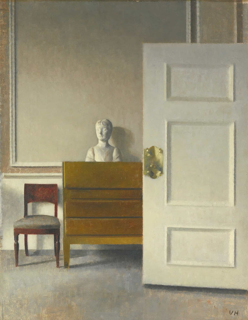 Interior With A Bust by Vilhelm Hammershoi