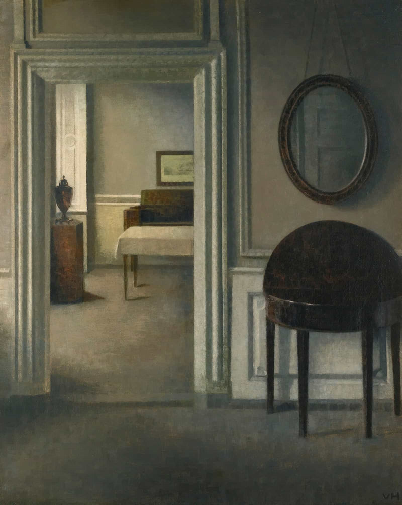 Interior With A Mirror by Vilhelm Hammershoi