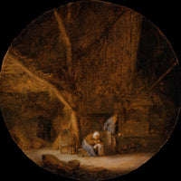 Interior With A Peasant Family by Adriaen Van Ostade