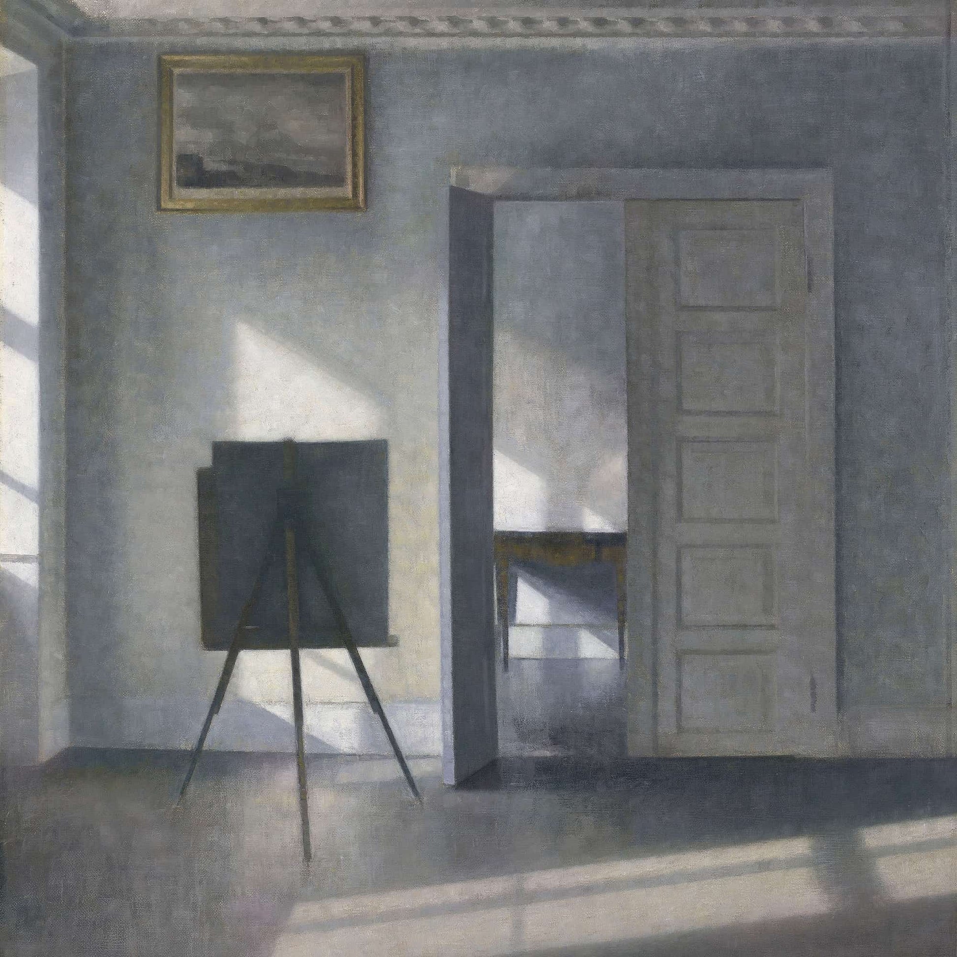 Interior With An Easel Bredgade by Vilhelm Hammershoi