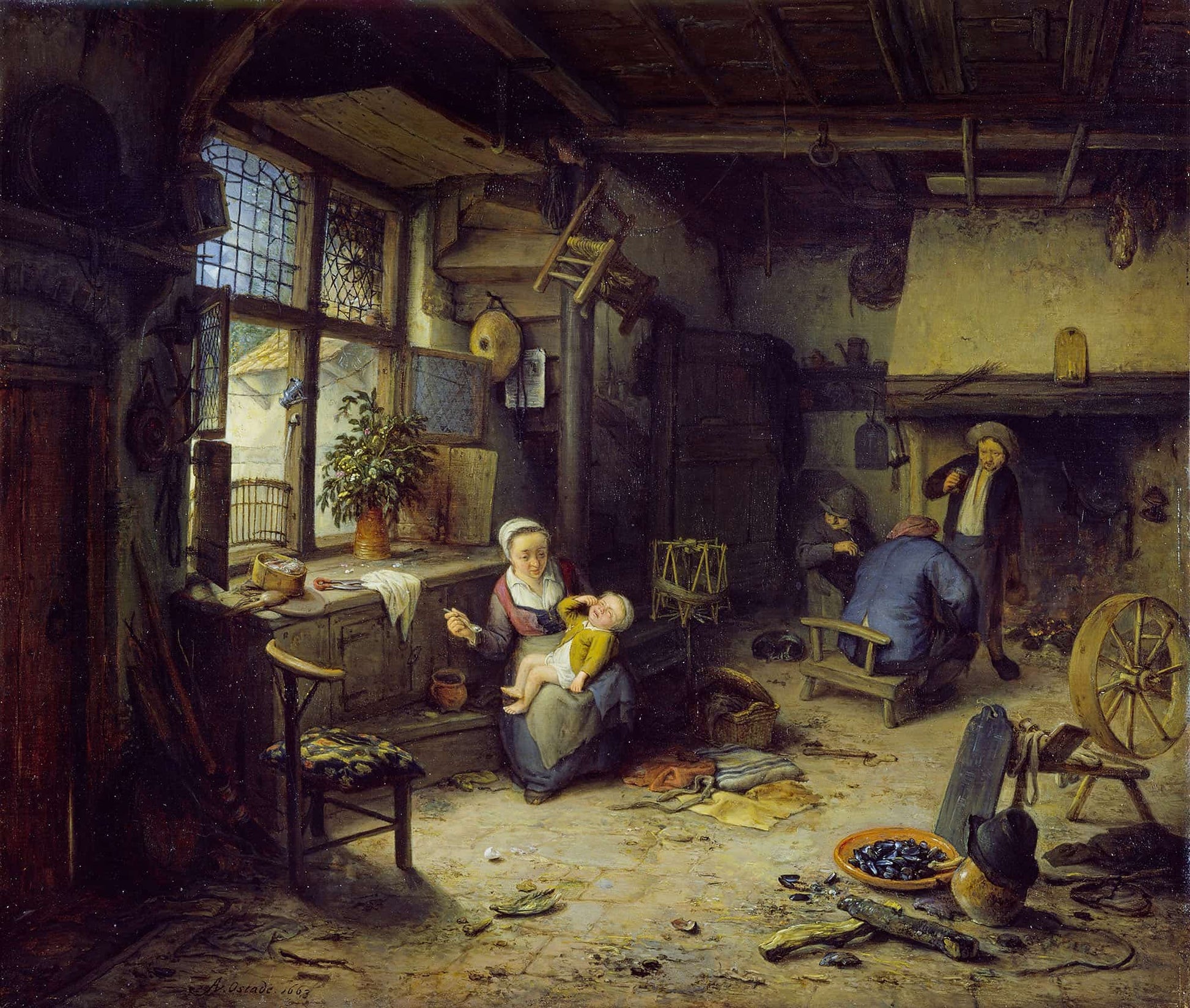 Interior With Peasants by Adriaen Van Ostade
