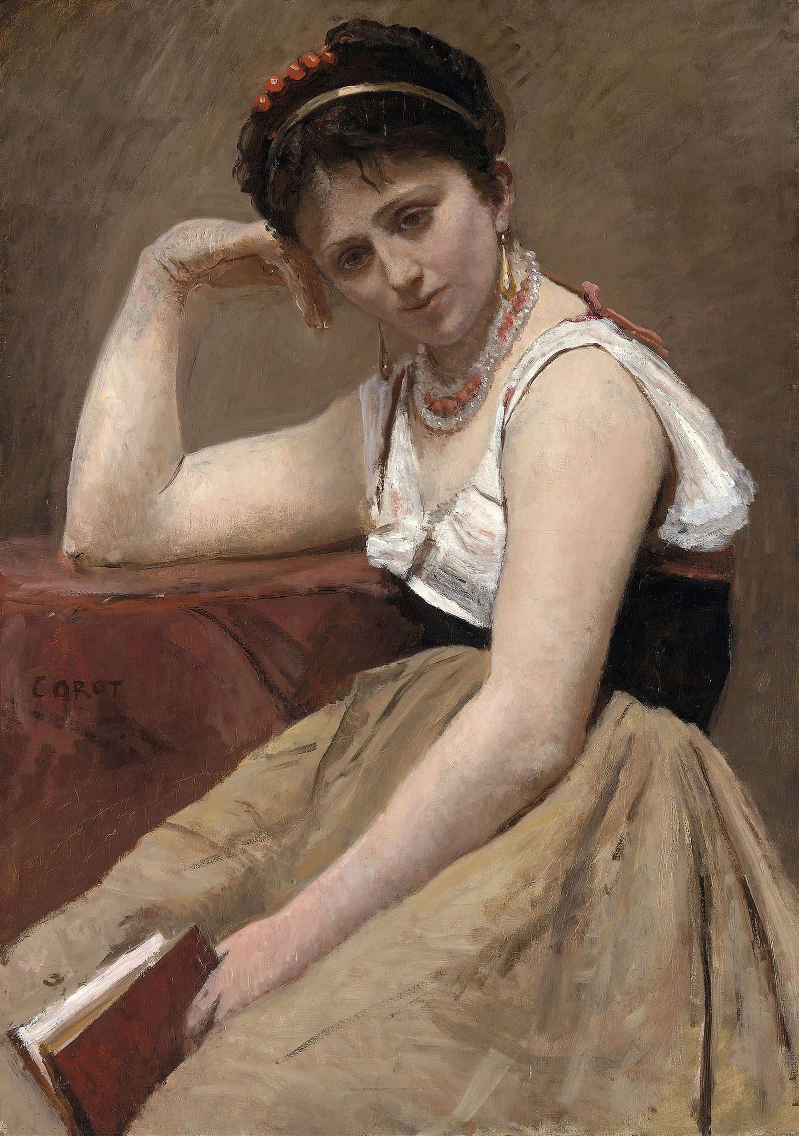Interrupted Reading by Jean Baptiste Camille Corot