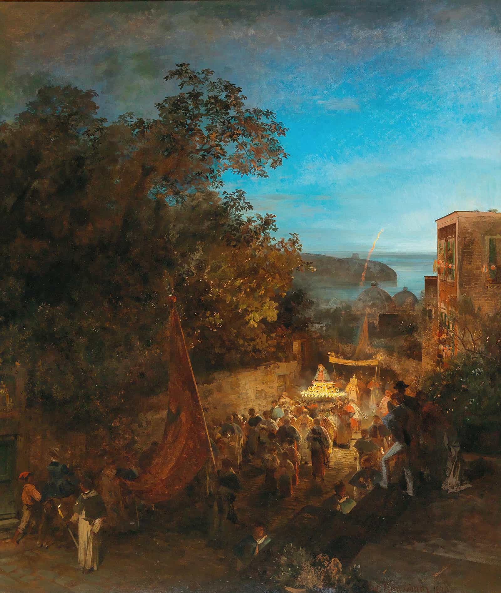 Ischia Feast Of St Anne Casamicciola by Oswald Achenbach