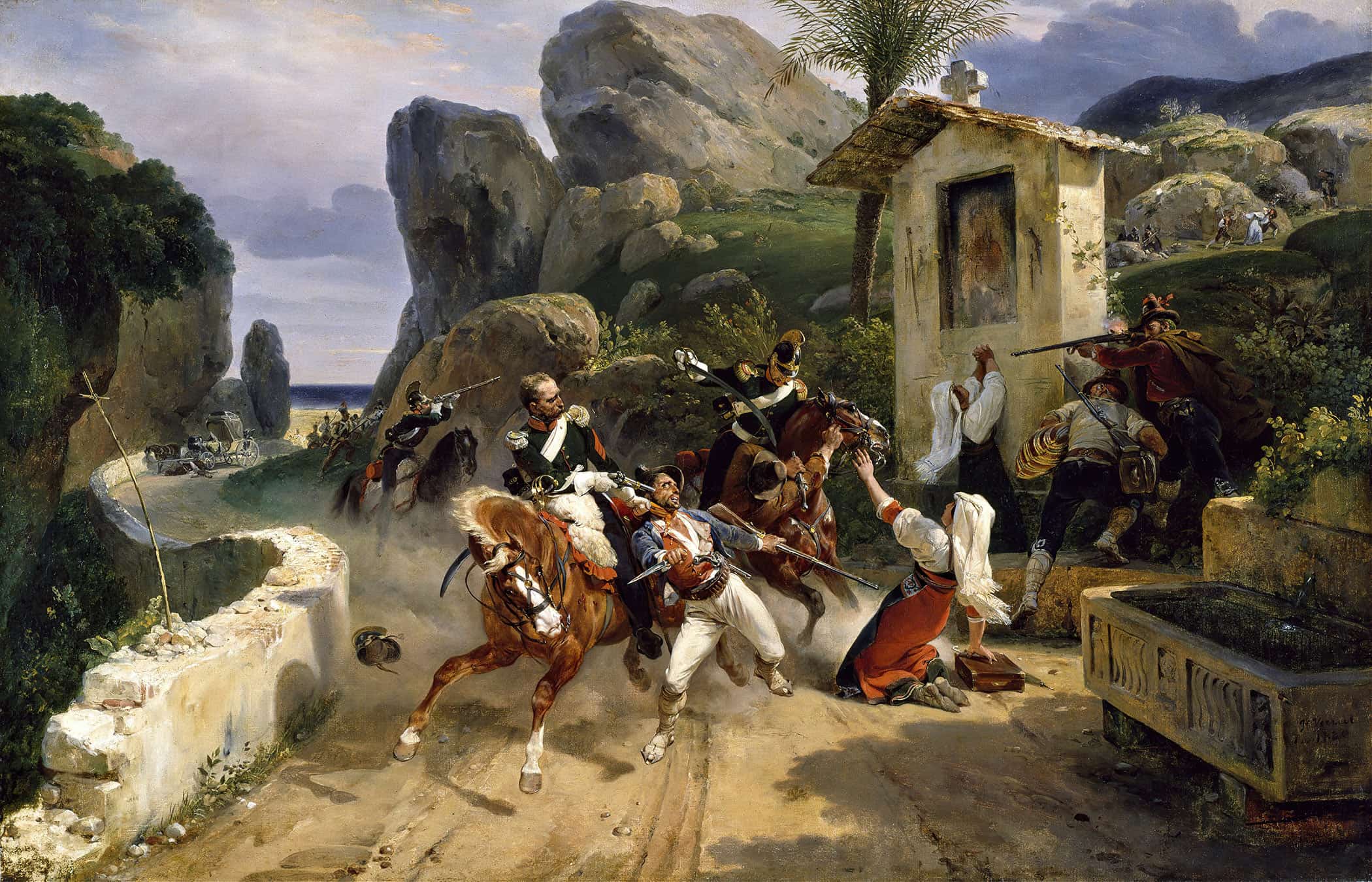 Italian Brigands Surprised By Papal Troops by Horace Vernet