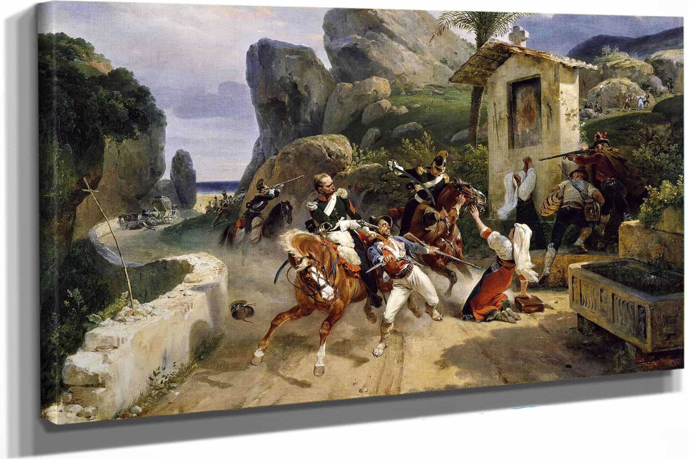 Italian Brigands Surprised By Papal Troops by Horace Vernet