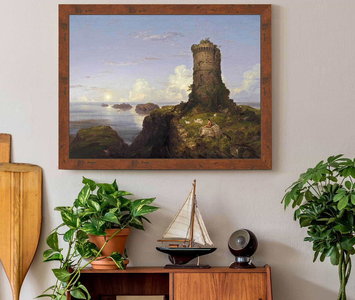 Italian Coast Scene With Ruined Tower by Thomas Cole