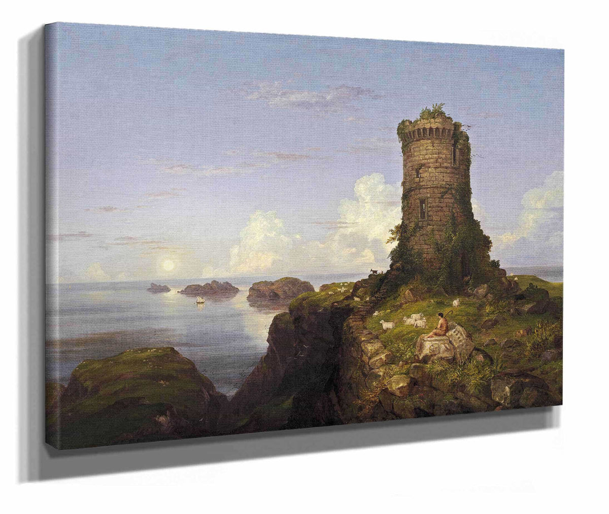 Italian Coast Scene With Ruined Tower by Thomas Cole