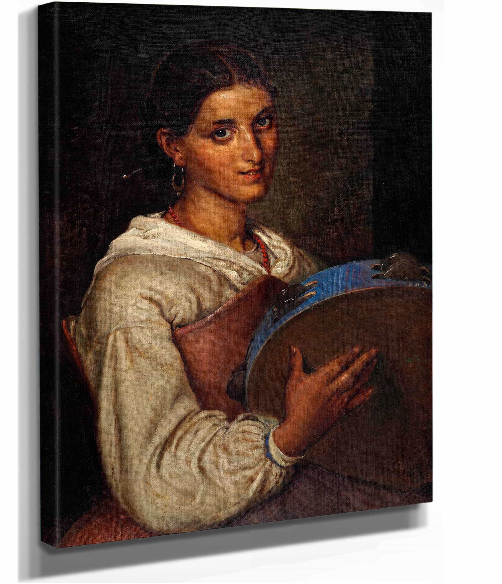 Italian Girl With A Blue Tambourine by Wilhelm Marstrand