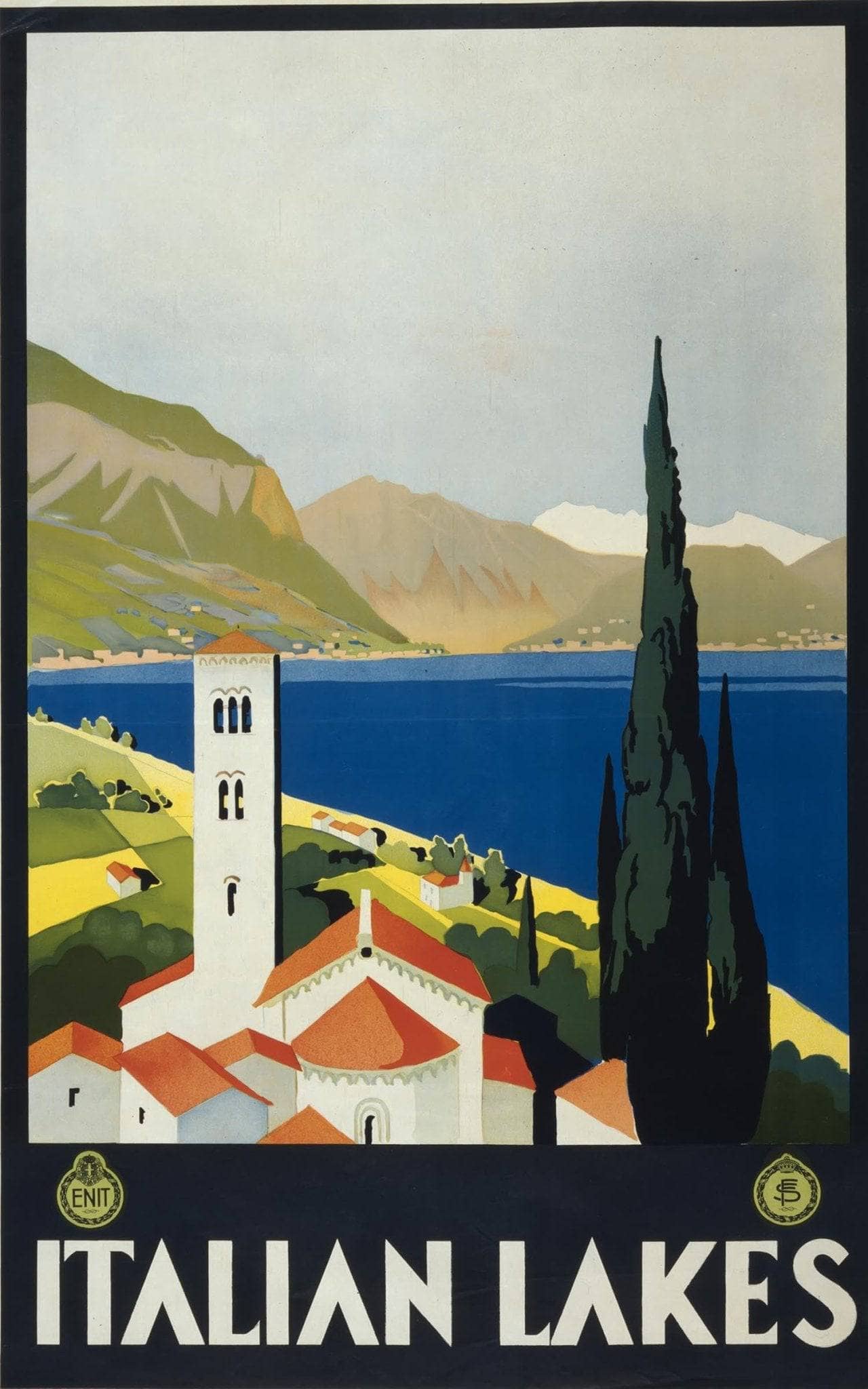 Italian Lakes, travel poster for ENIT