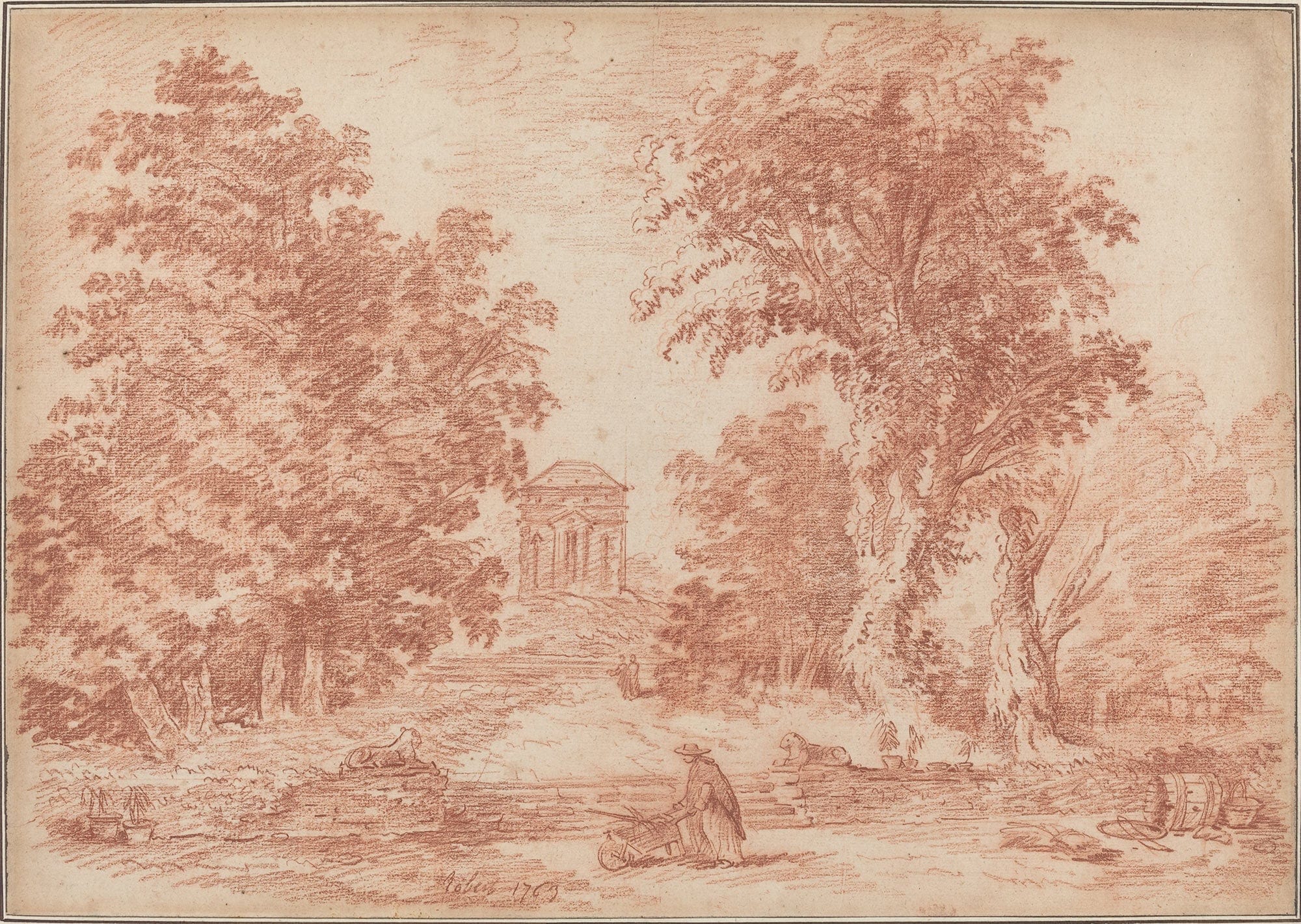 Italian Park With A Tempietto by Hubert Robert