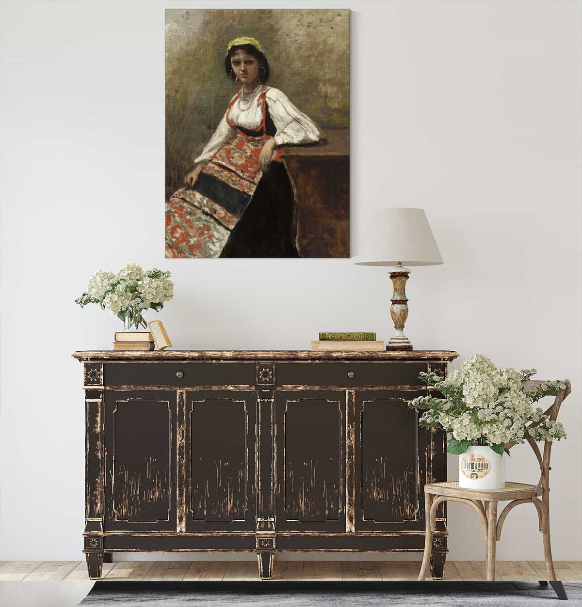 Italian Woman La Morieri by Jean Baptiste Camille Corot