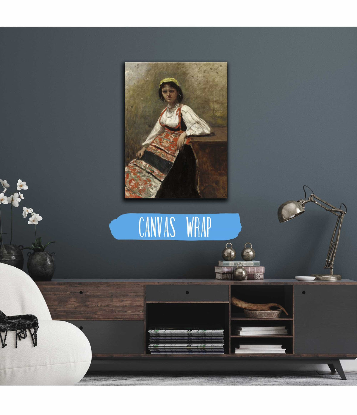 Italian Woman La Morieri by Jean Baptiste Camille Corot