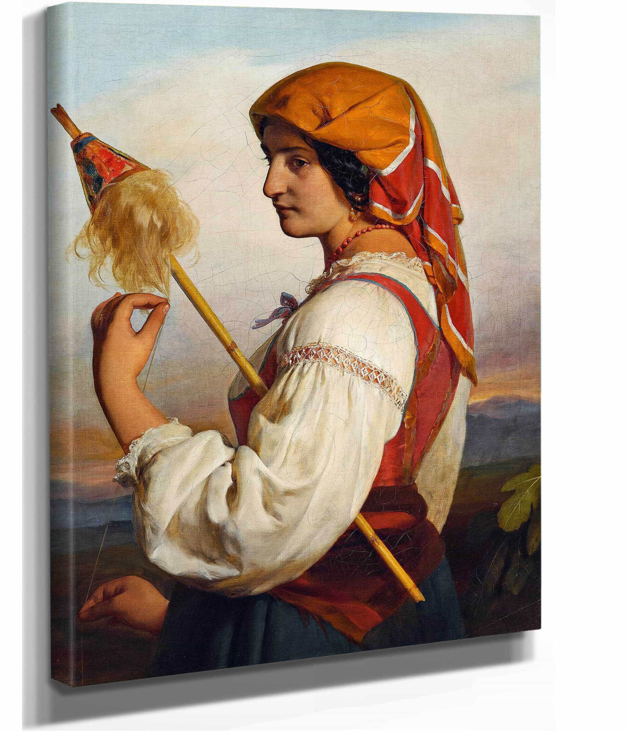 Italienerin Chiaruccia Mit Spinnrocken by Friedrich Von Amerling