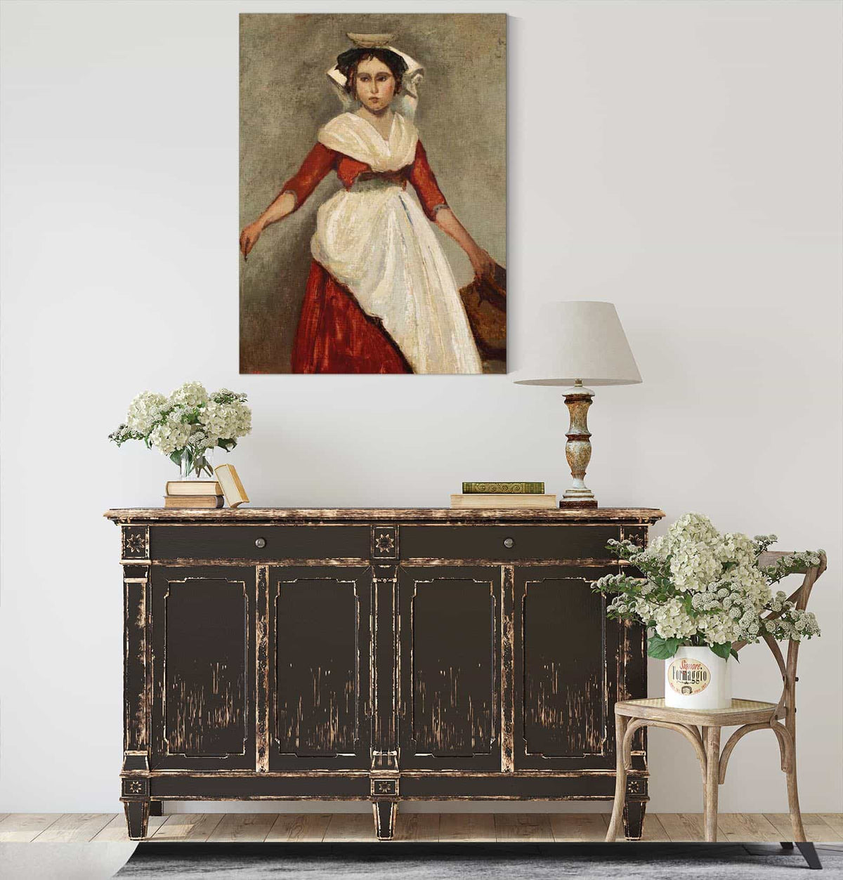 Italienne Debout Tenant Une Cruche by Jean Baptiste Camille Corot