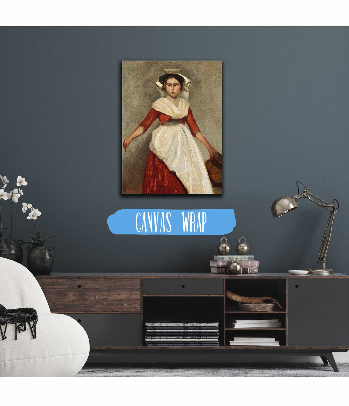 Italienne Debout Tenant Une Cruche by Jean Baptiste Camille Corot