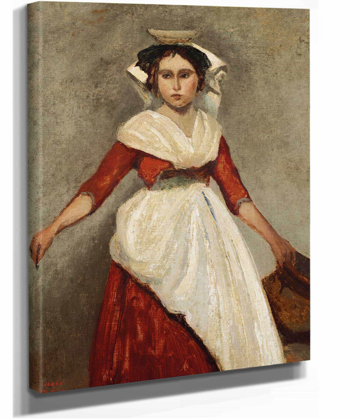 Italienne Debout Tenant Une Cruche by Jean Baptiste Camille Corot