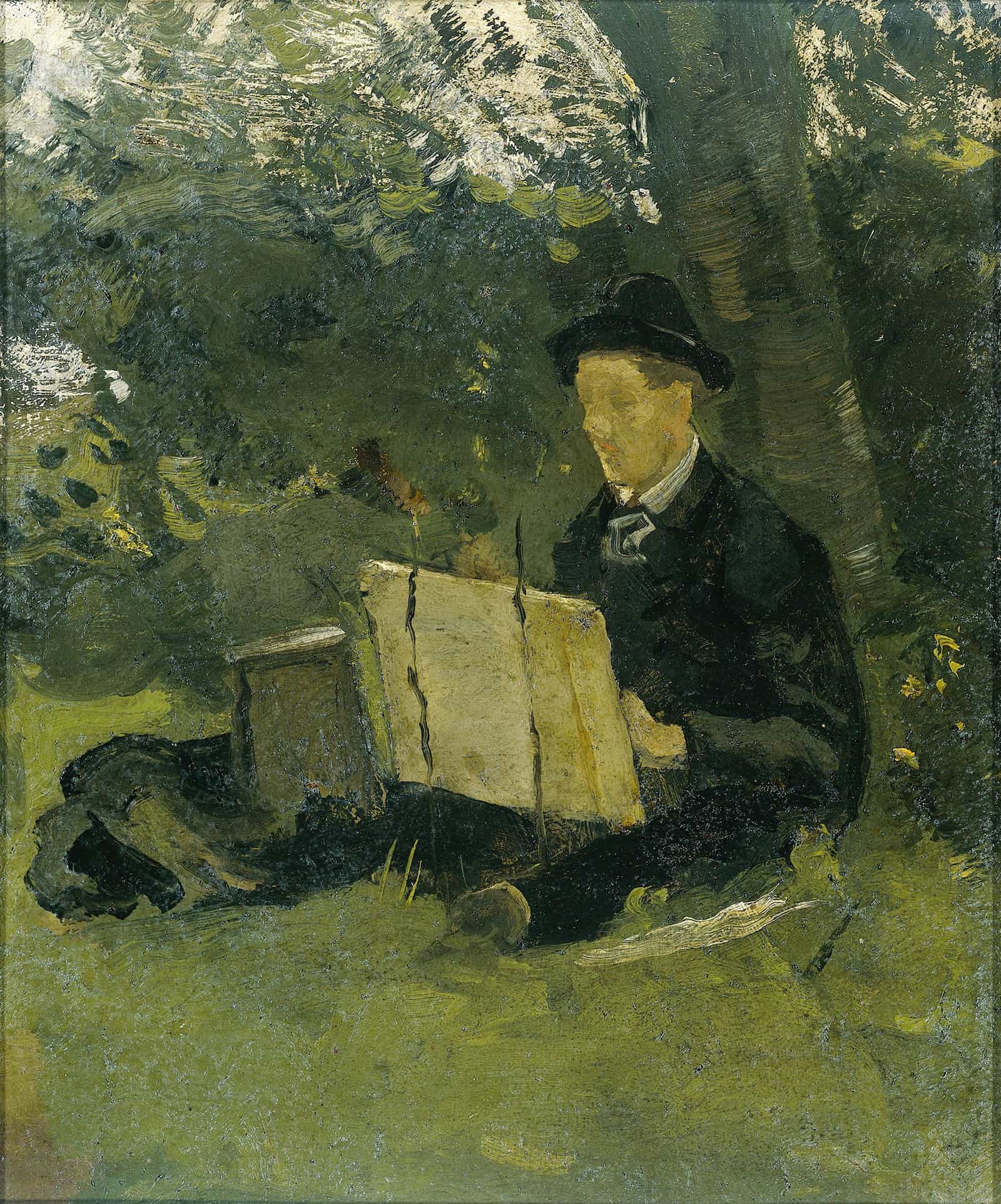Jan Verkade Painting Under A Tree At Hattem by Richard Nicolaus Roland Holst