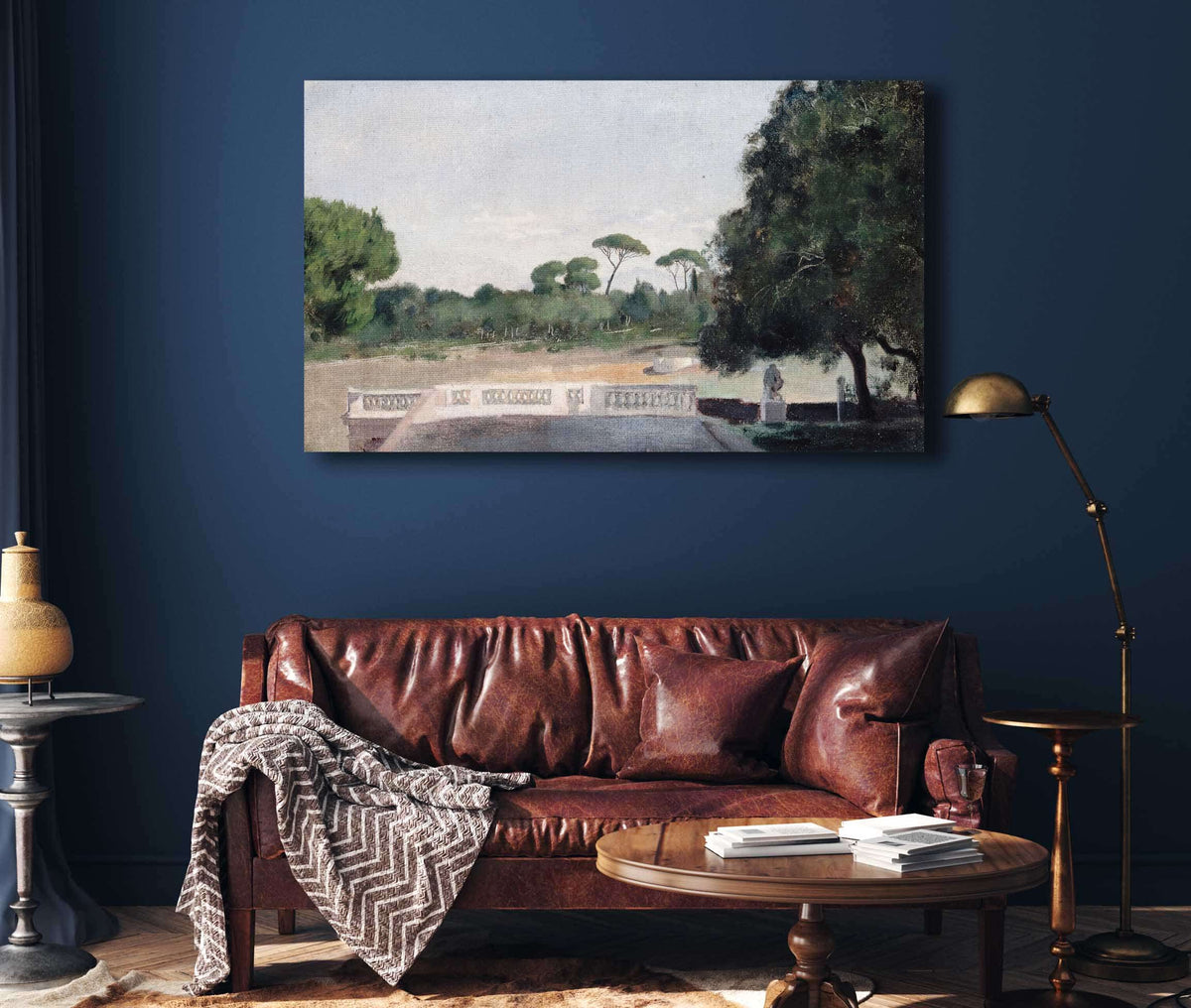 Jardins De La Villa Borghese Vus Depuis La Villa Medicis A Rome by Jean Jacques Henner