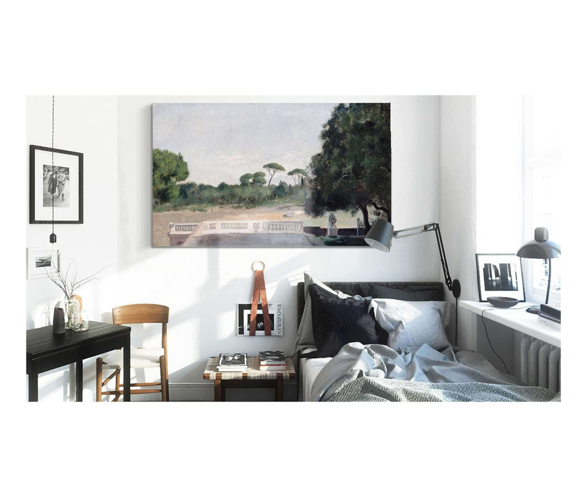 Jardins De La Villa Borghese Vus Depuis La Villa Medicis A Rome by Jean Jacques Henner