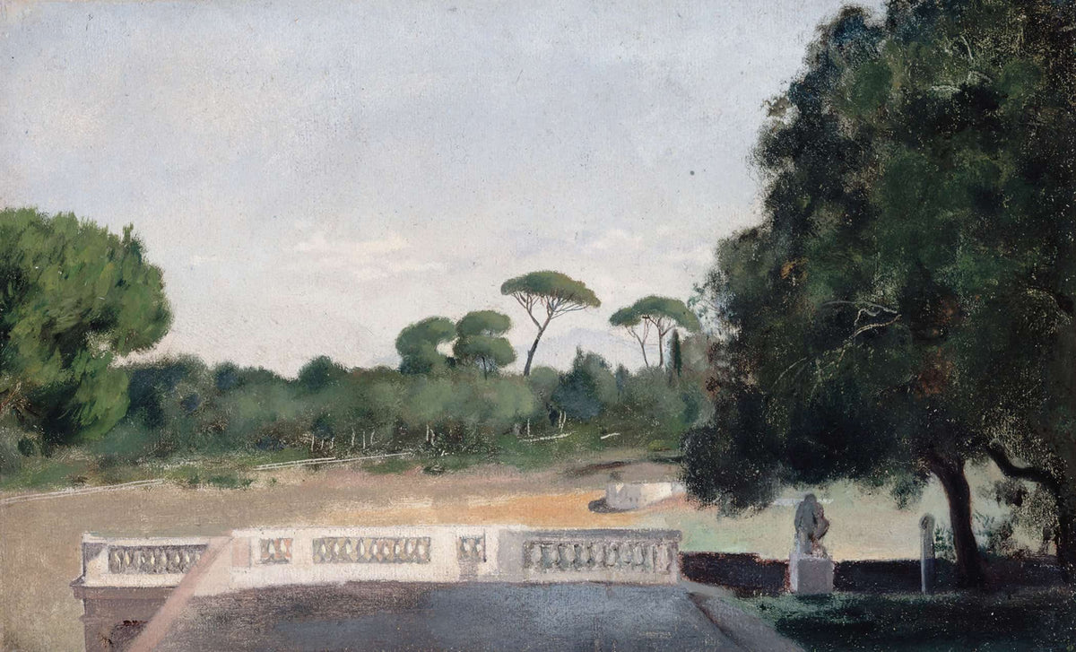 Jardins De La Villa Borghese Vus Depuis La Villa Medicis A Rome by Jean Jacques Henner