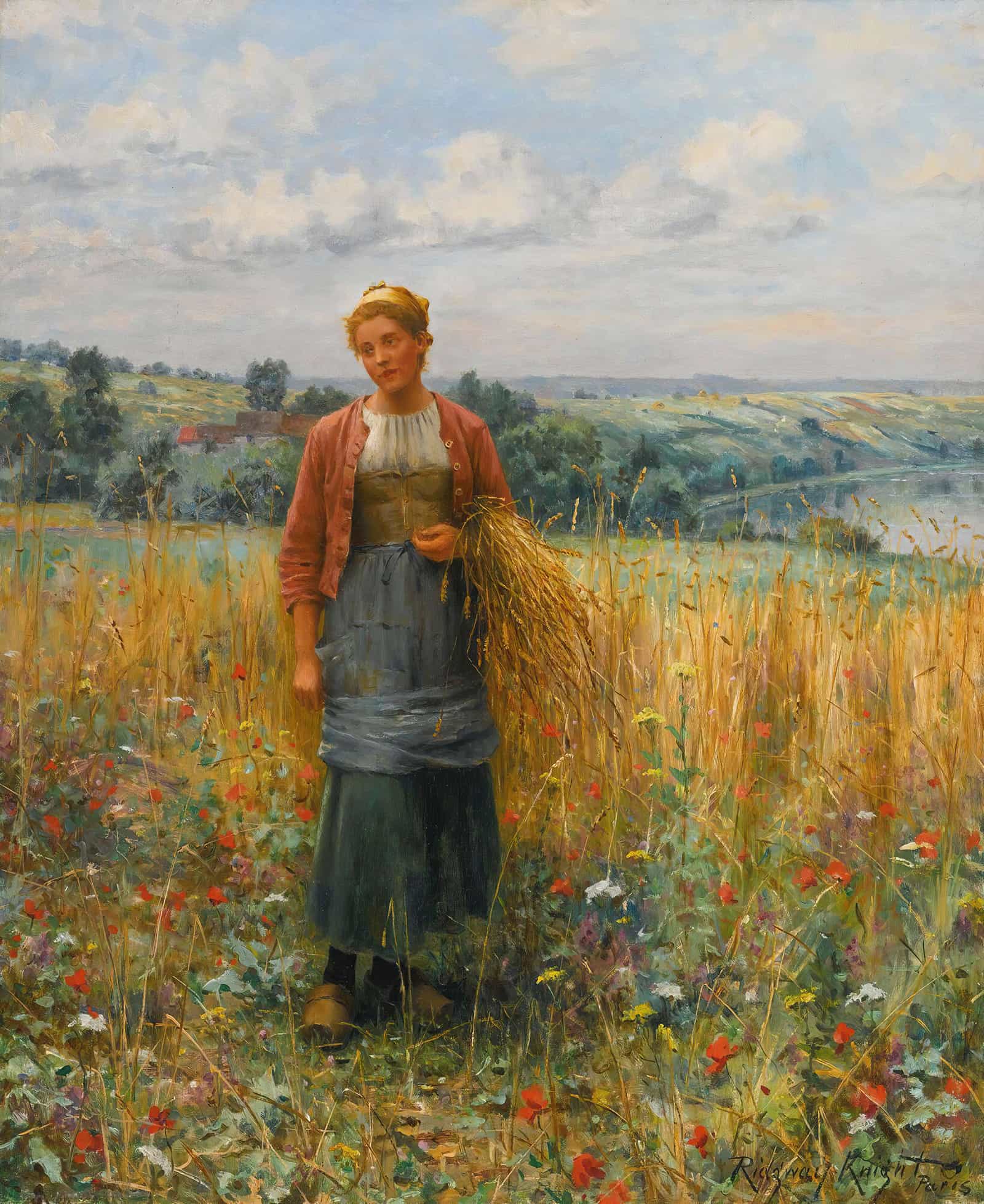 Jeannine Gleaning by Daniel Ridgway Knight