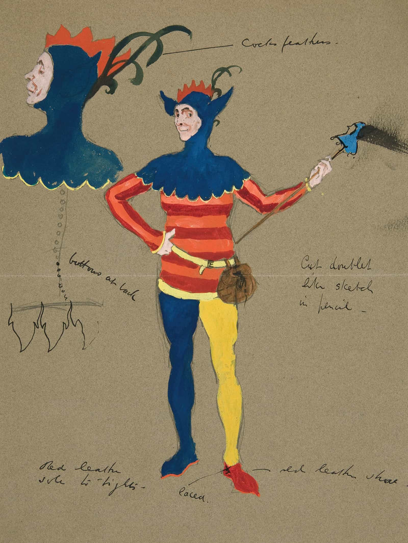 Jester Costume Sketch For Henry Irvings Planned Production Of King Richard Ii by Edwin Austin Abbey
