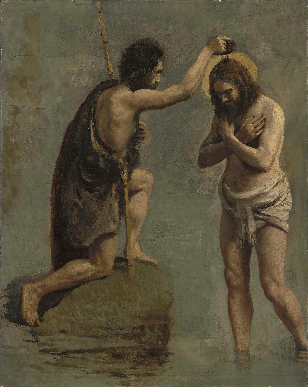Jesus Et Saint Jean Etude Pour Le Bapteme Du Christ by Jean Baptiste Camille Corot