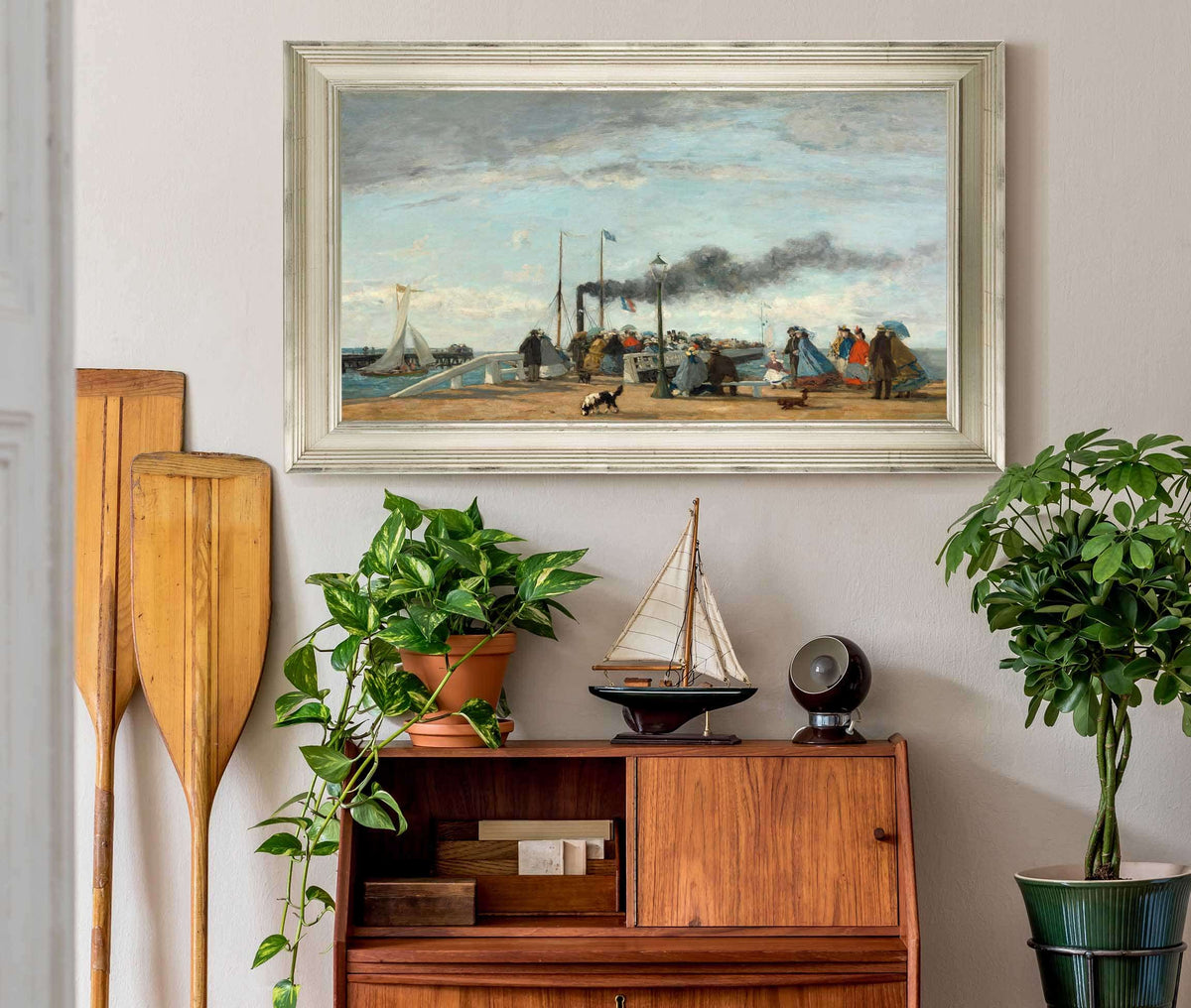 Jetty And Wharf At Trouville by Eugene Boudin