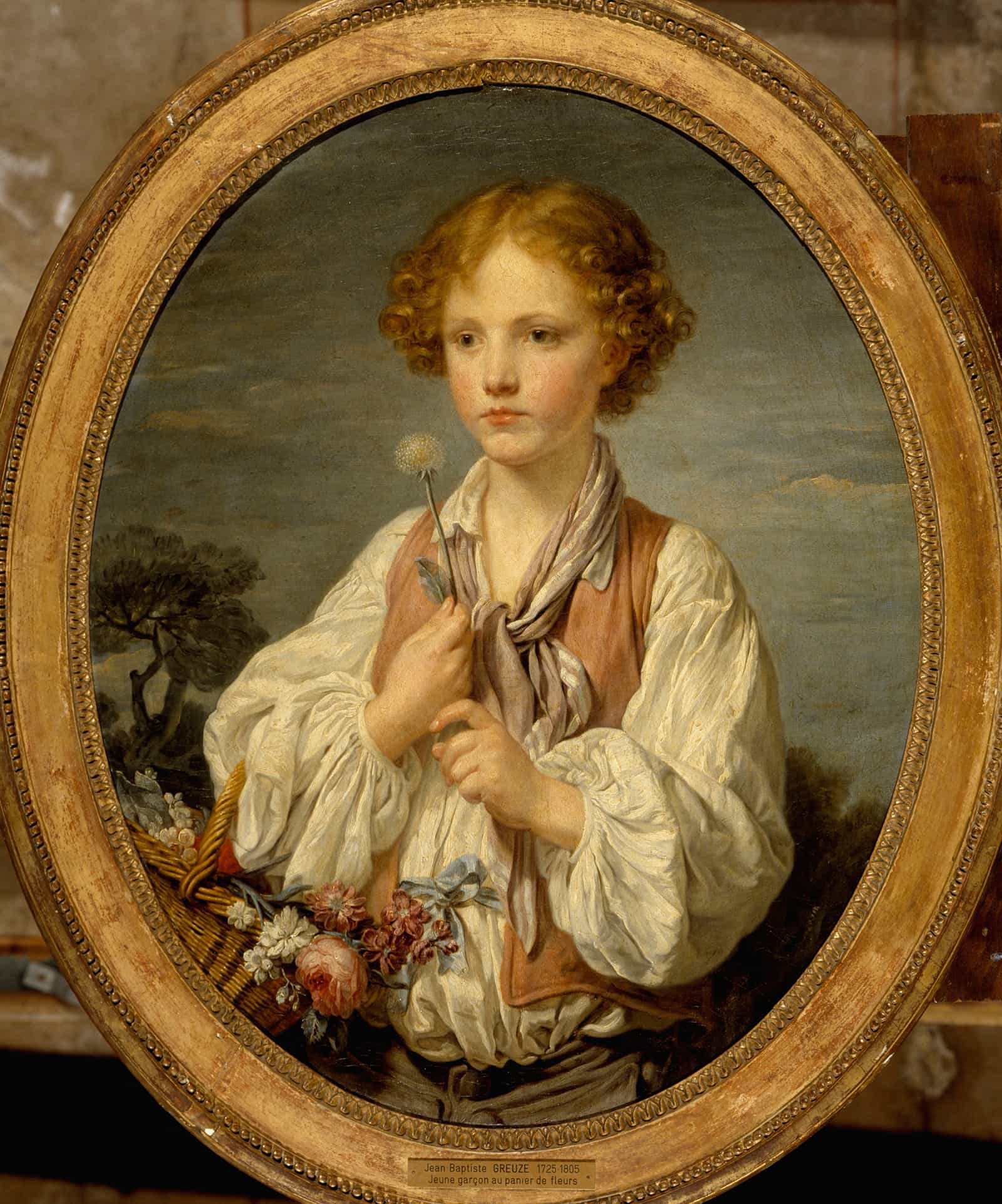 Jeune Berger Qui Tente Le Sort Pour Savoir Sil Est Aime De Sa Bergere by Jean Baptiste Greuze